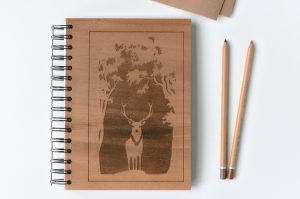 Wooden notebook with engraving made from cherry plywood