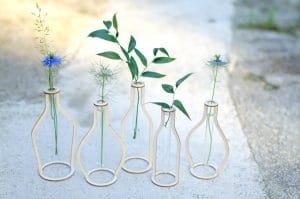 Laser cut wooden silhouette test tube vases