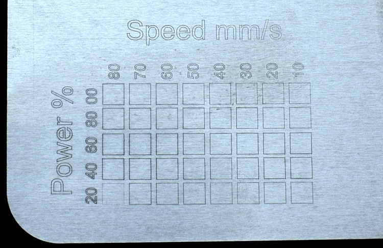 Test score with the infrared laser on aluminum