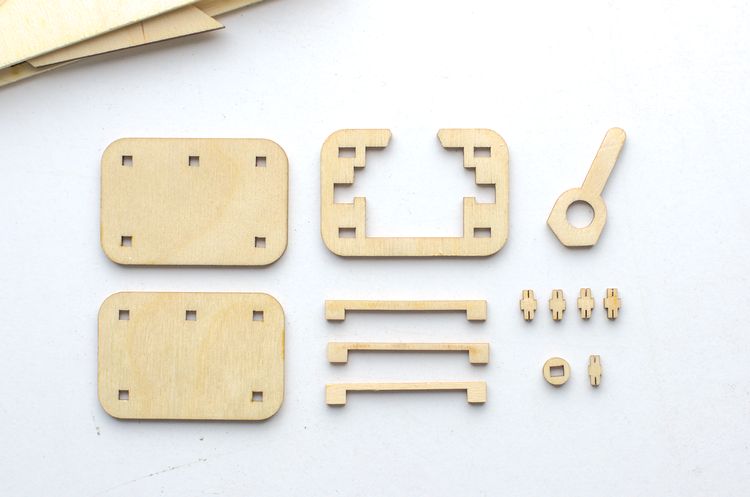All the laser cut parts for the switch