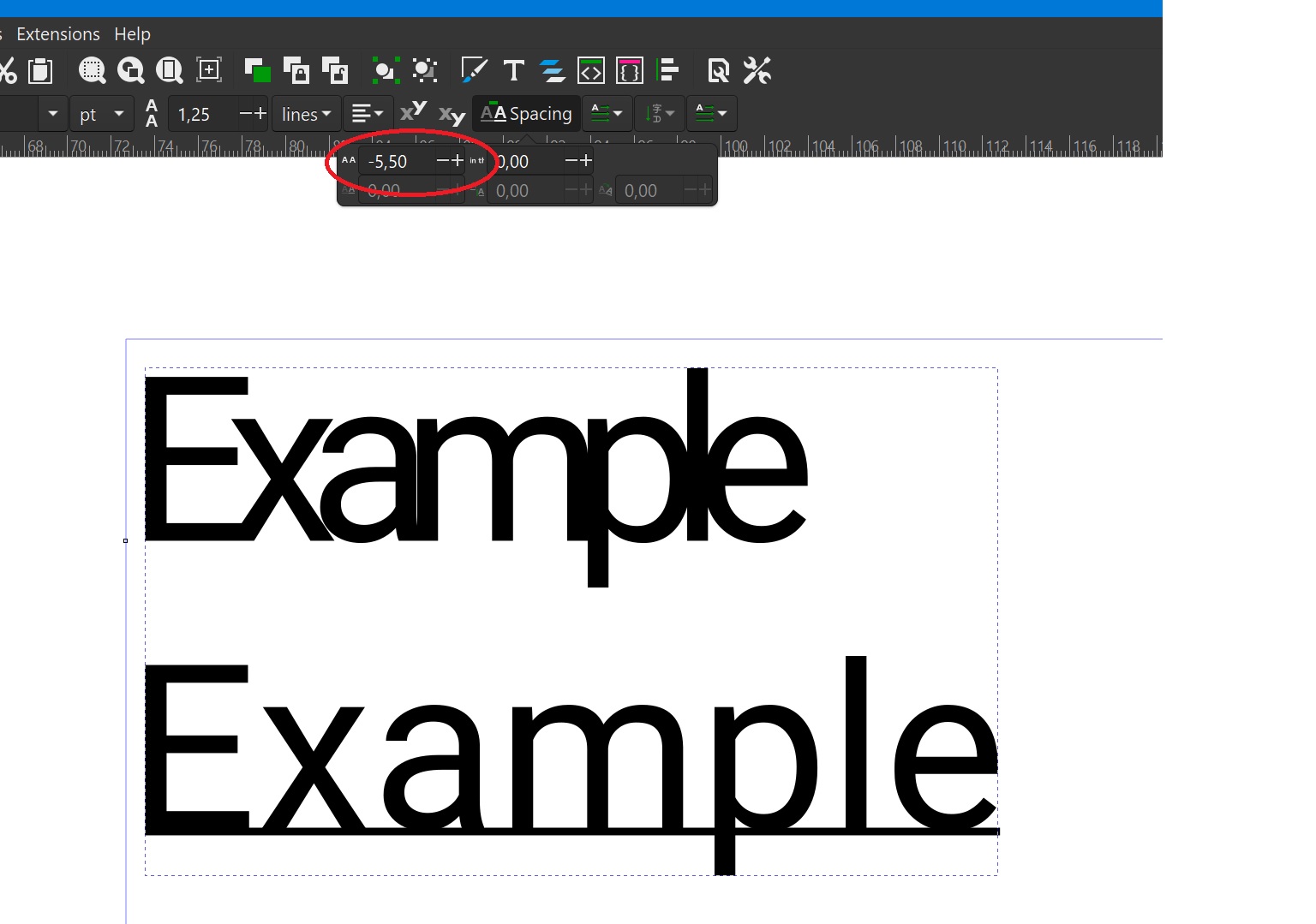 Example of connected print font